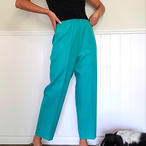 Vintage teal pleated trousers - Picture 1 of 12